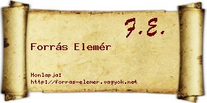Forrás Elemér névjegykártya